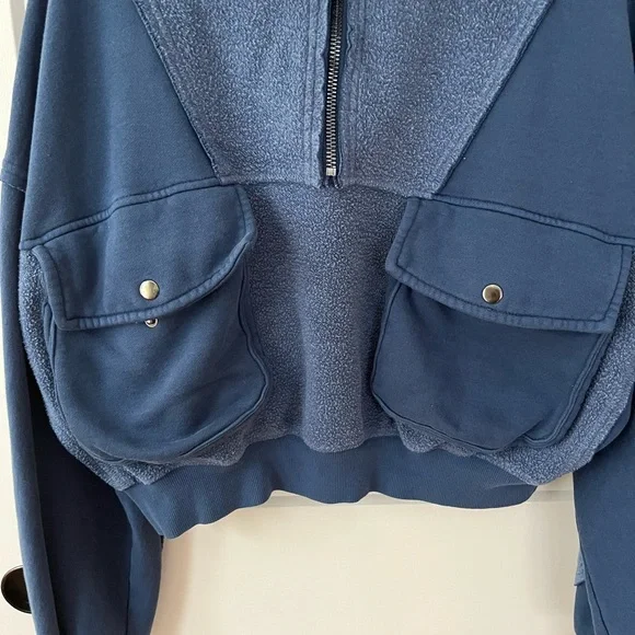 Free People Blue Half-Zip Sweatshirt - Picture 4 of 12